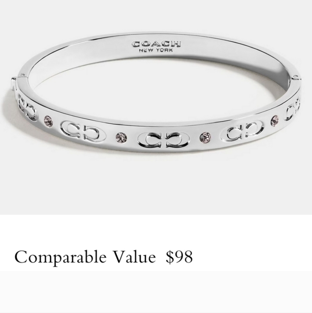 New! Coach Signature Hinged Bangle In Silver Or Gold 🥇